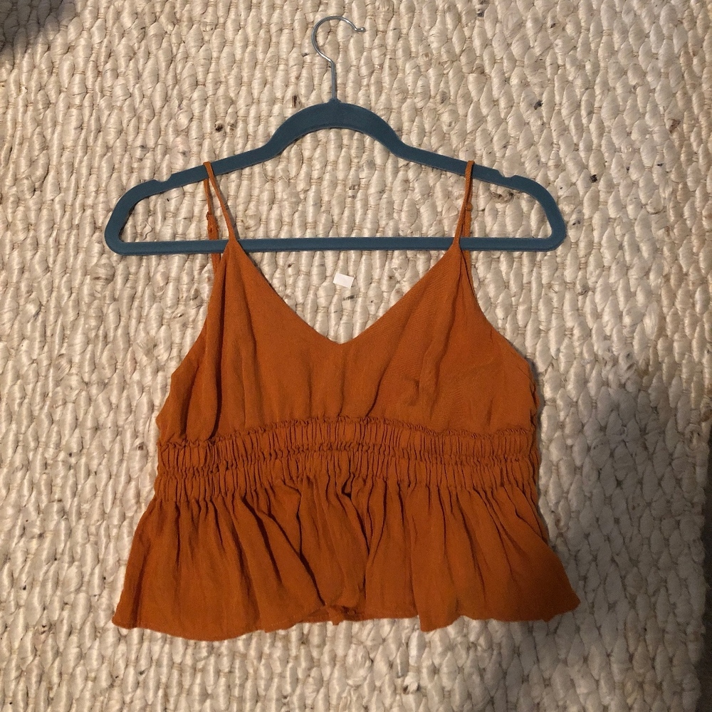 Mustard Colored Boho Cami Crop Top